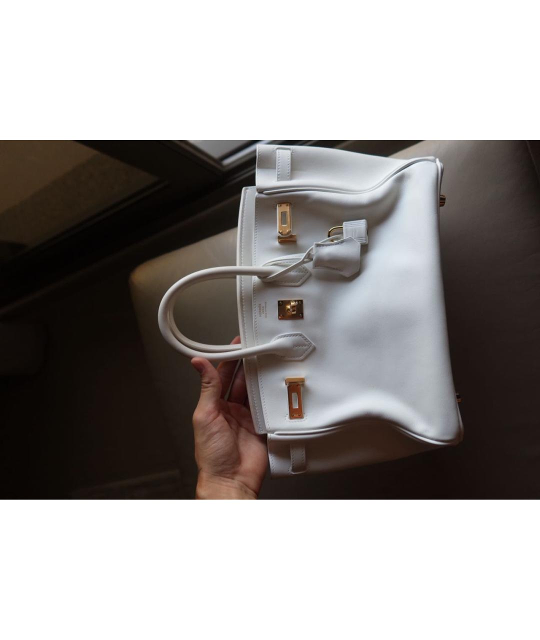 HERMES Белая кожаная сумка с короткими ручками, фото 6