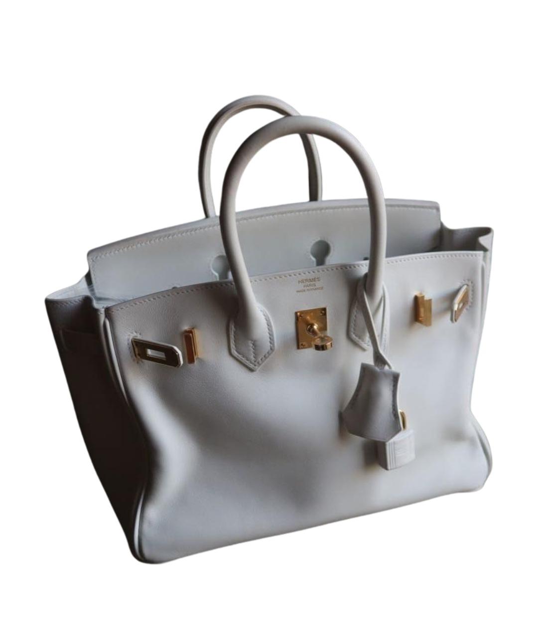HERMES Белая кожаная сумка с короткими ручками, фото 1