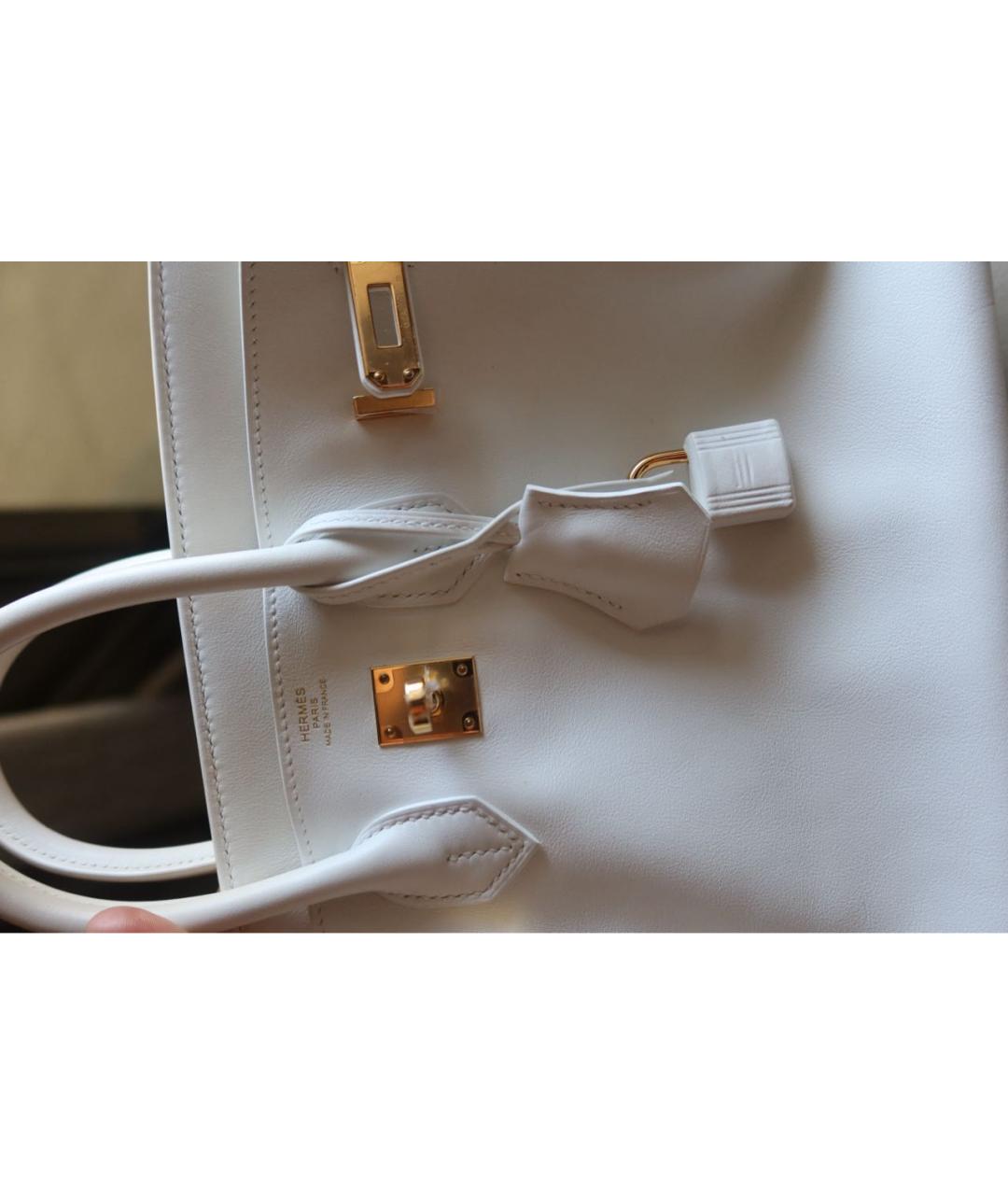 HERMES Белая кожаная сумка с короткими ручками, фото 7