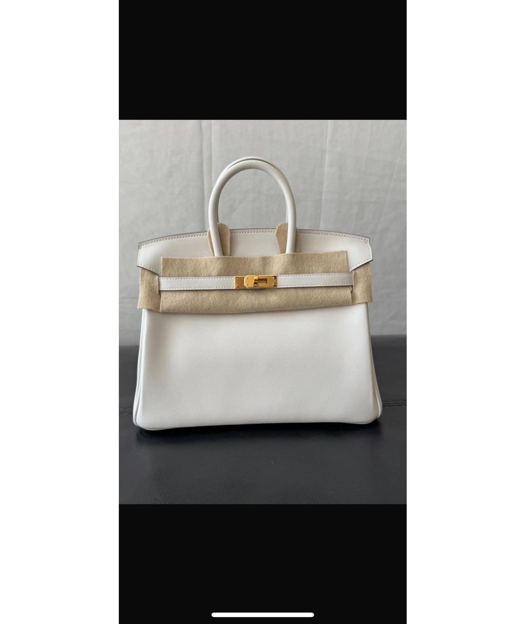HERMES Белая кожаная сумка с короткими ручками, фото 2