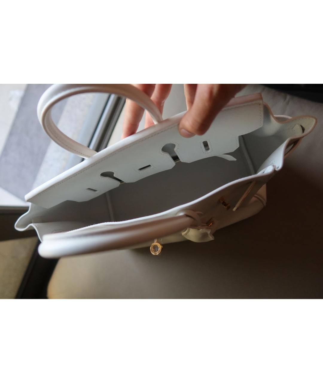 HERMES Белая кожаная сумка с короткими ручками, фото 5