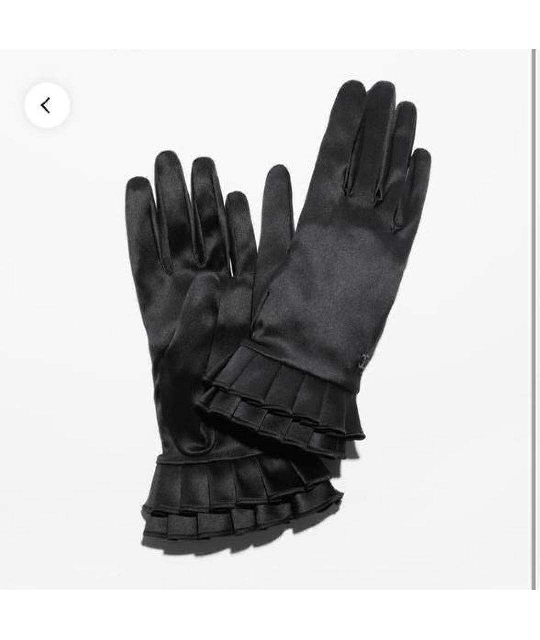 CHANEL Черные шелковые перчатки, фото 3