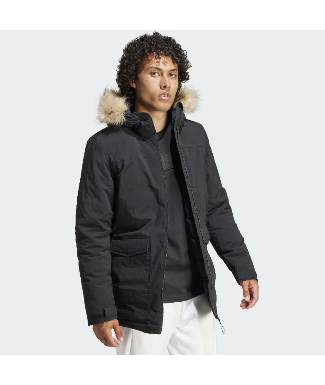 ADIDAS Черная полиамидовая парка, фото 4