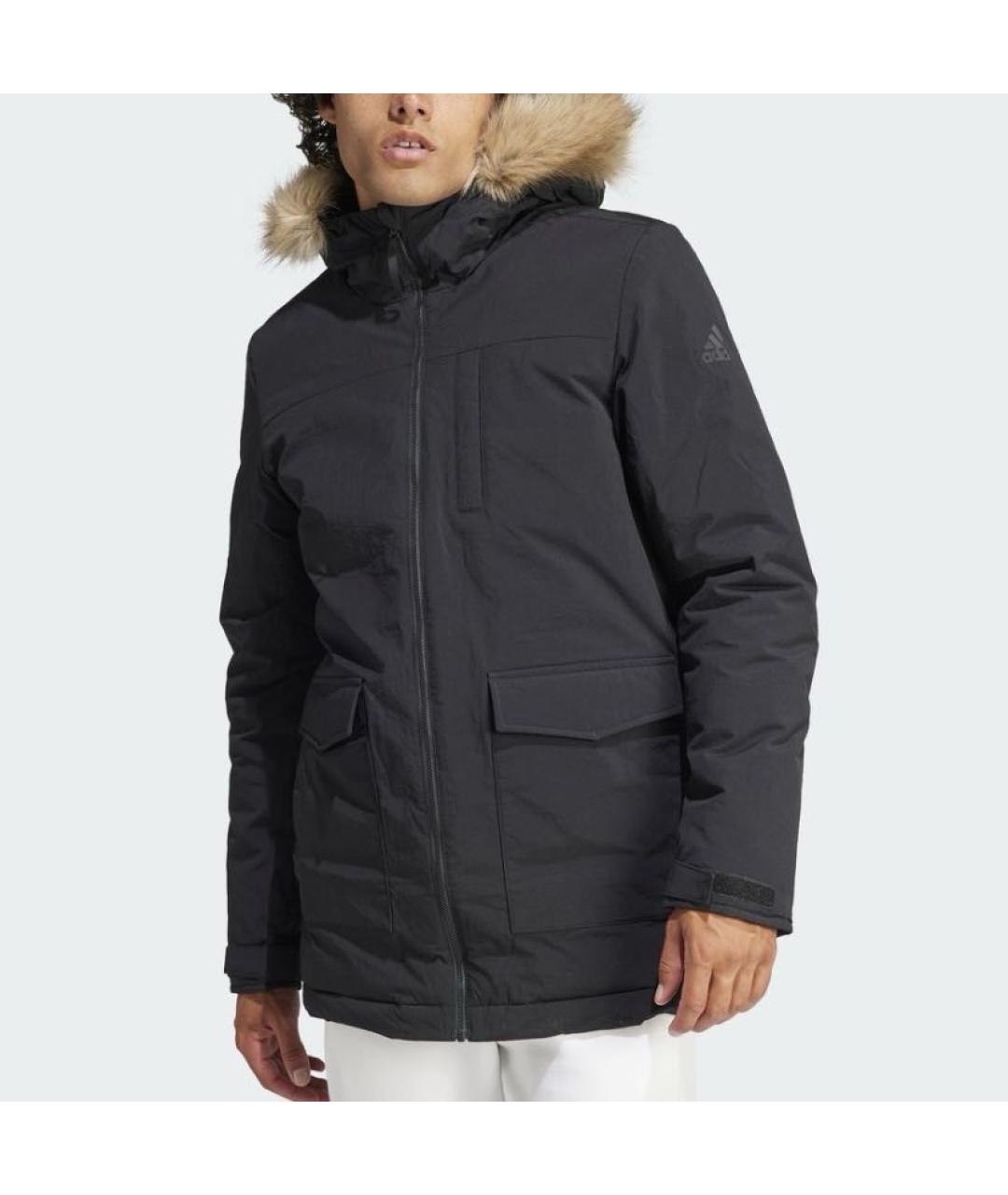 ADIDAS Черная полиамидовая парка, фото 2