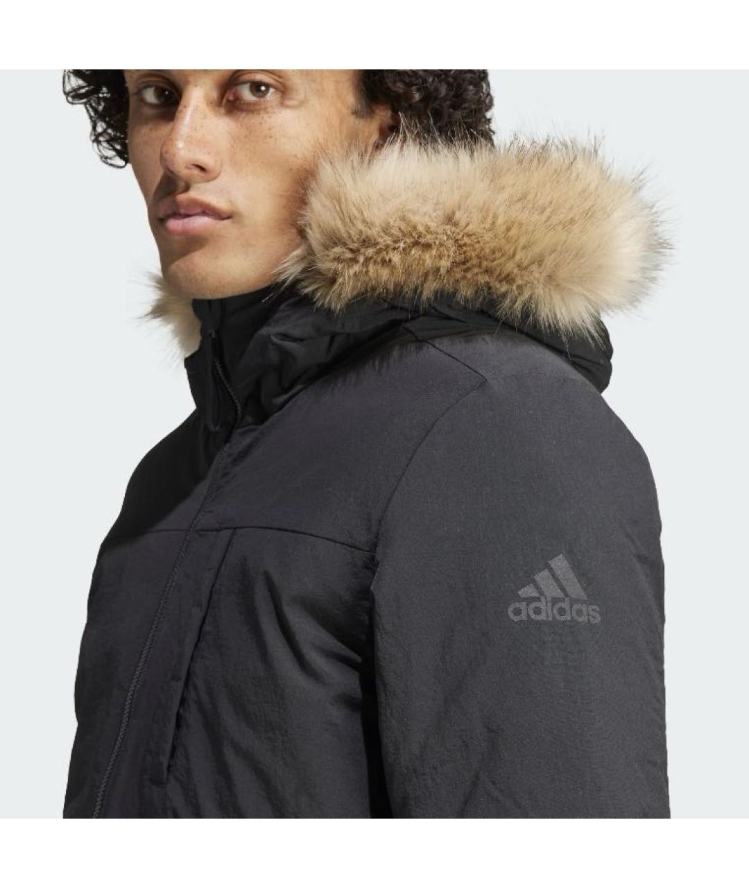 ADIDAS Черная полиамидовая парка, фото 5