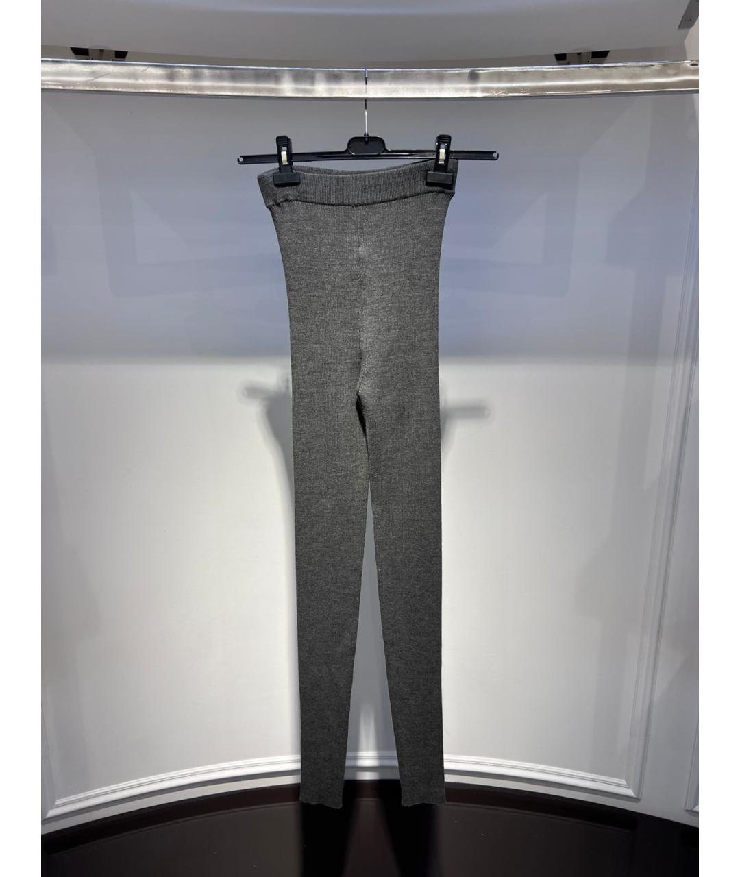 JIL SANDER Серые шерстяные леггинсы и велосипедки, фото 3