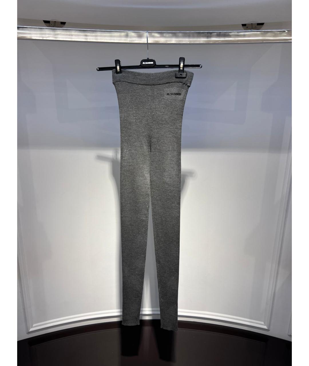 JIL SANDER Серые шерстяные леггинсы и велосипедки, фото 2