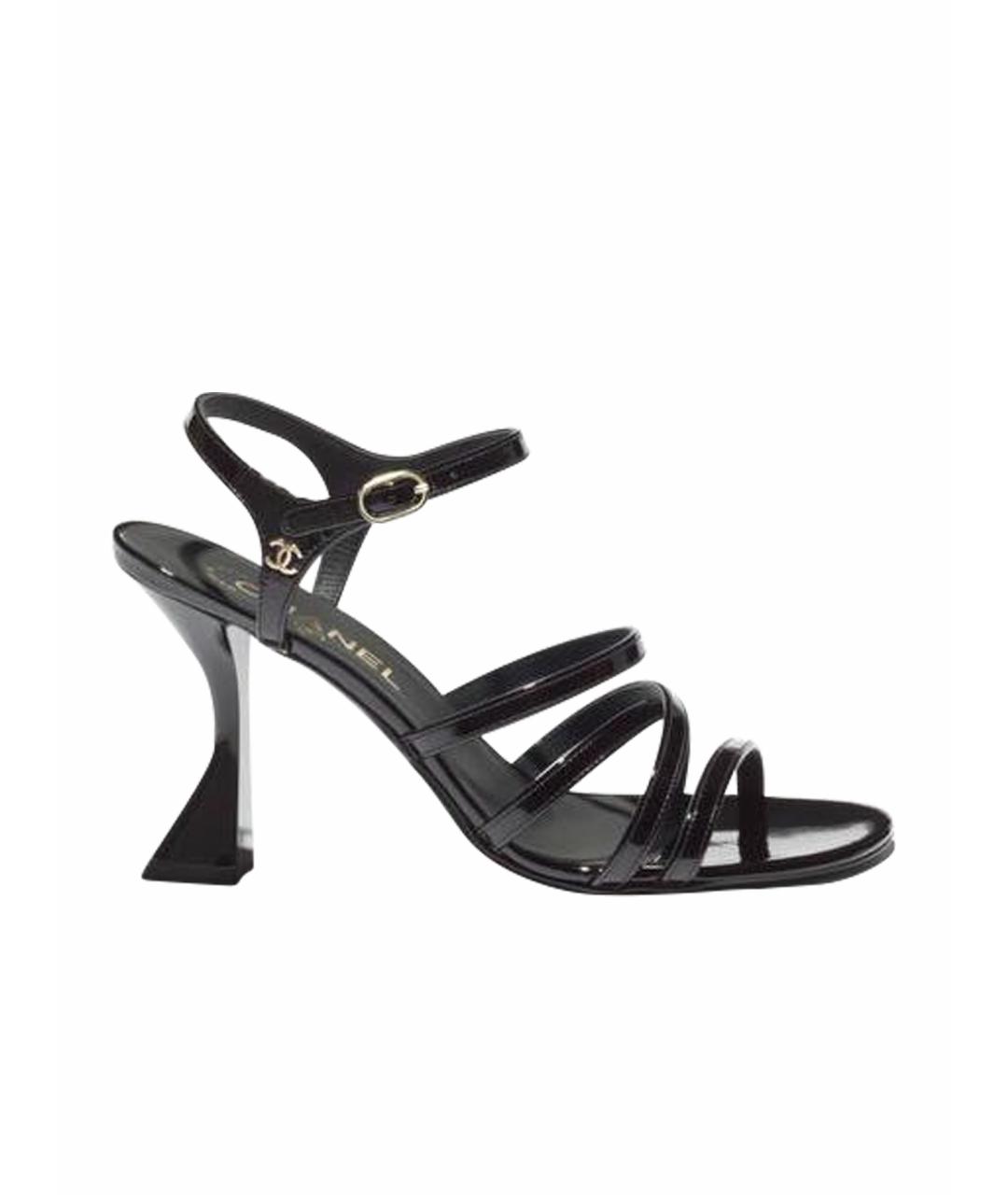 CHANEL Черные кожаные босоножки, фото 1