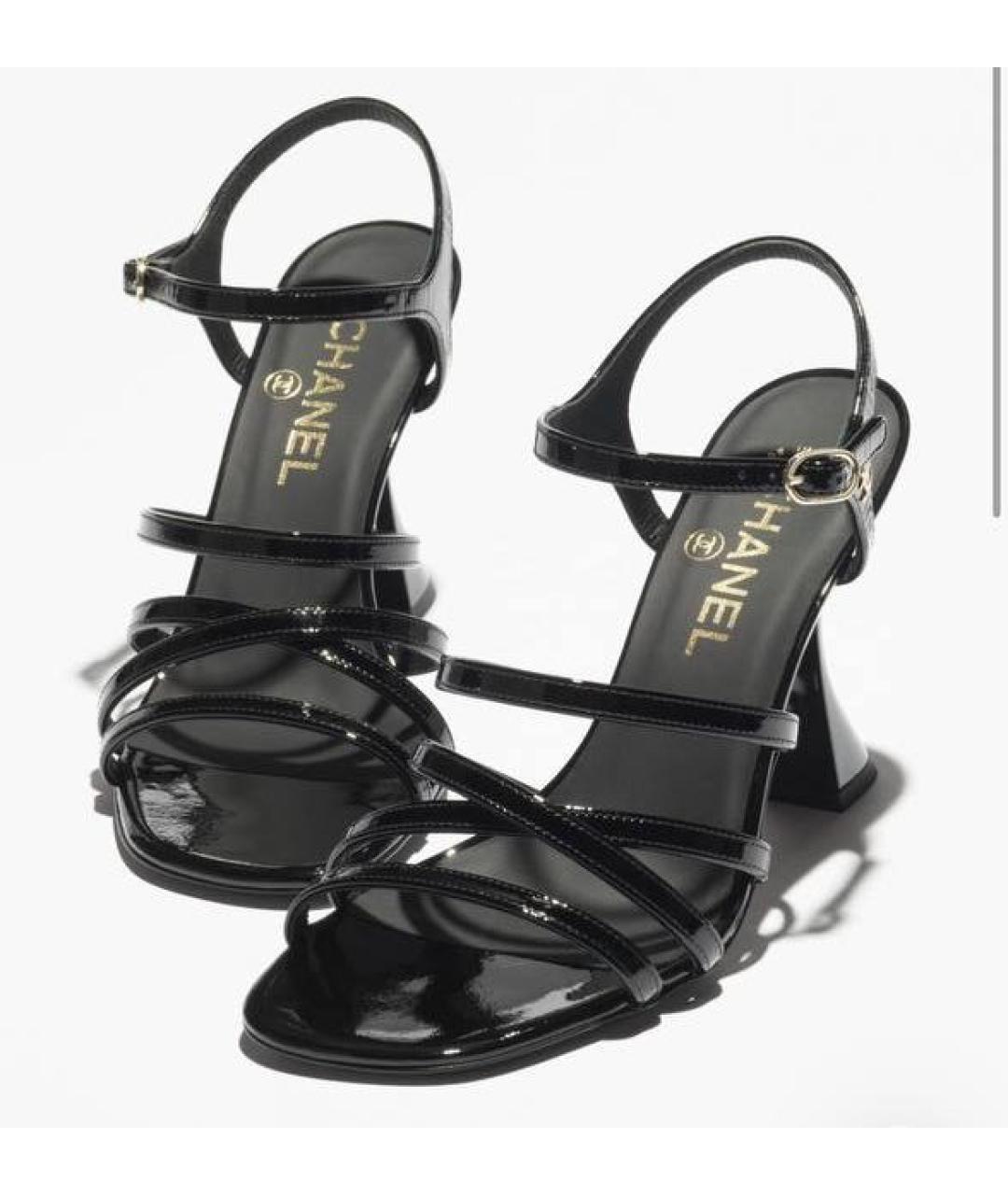 CHANEL Черные кожаные босоножки, фото 2