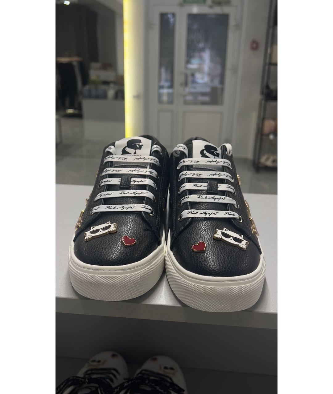 KARL LAGERFELD Черные кожаные кеды, фото 2