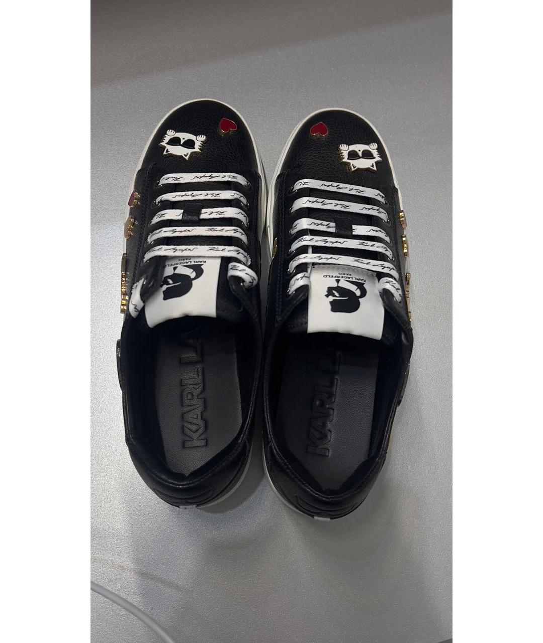 KARL LAGERFELD Черные кожаные кеды, фото 3