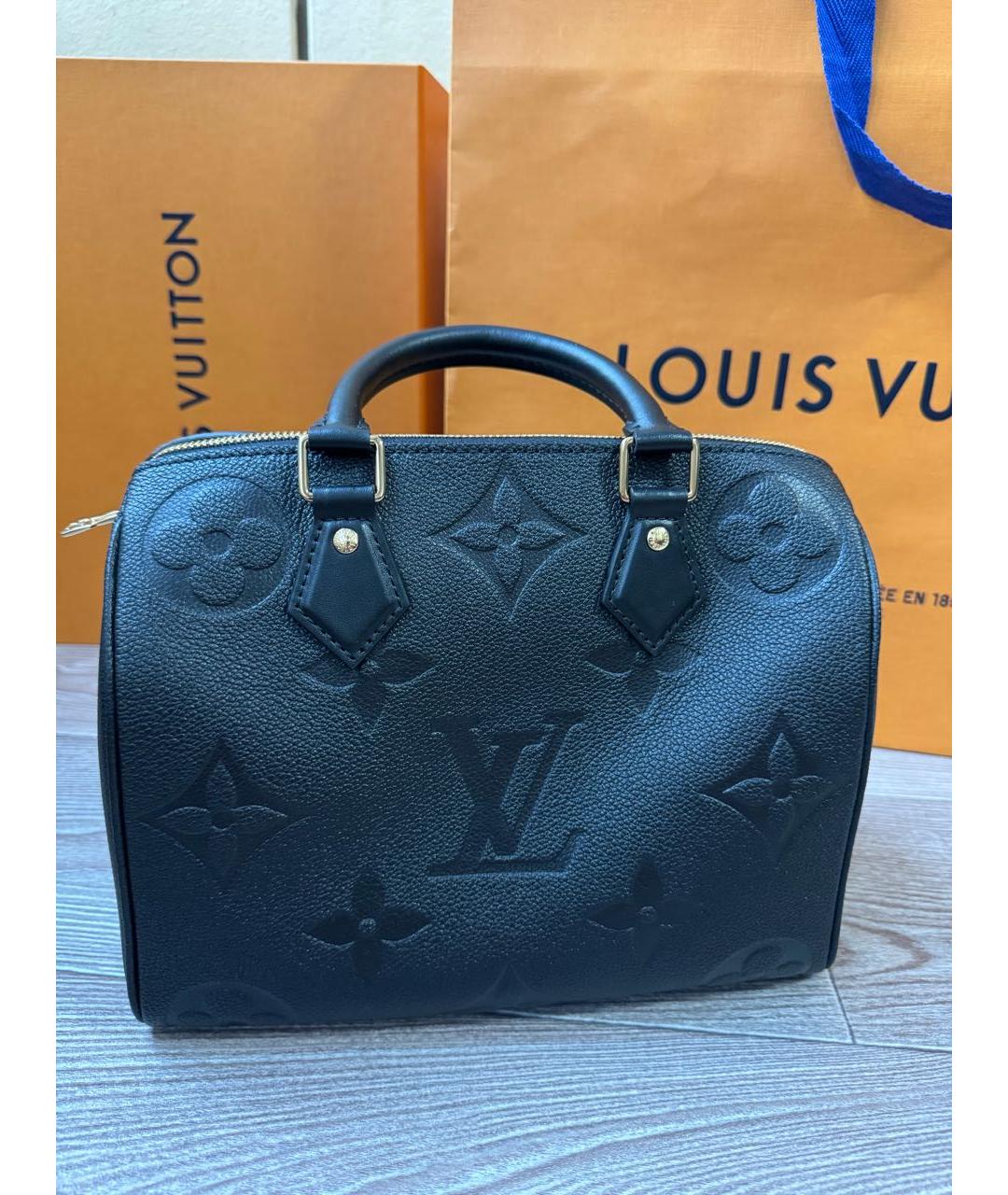 LOUIS VUITTON Черная кожаная сумка с короткими ручками, фото 5