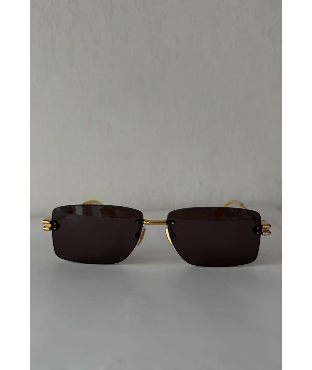 BOTTEGA VENETA Коричневые металлические солнцезащитные очки, фото 2