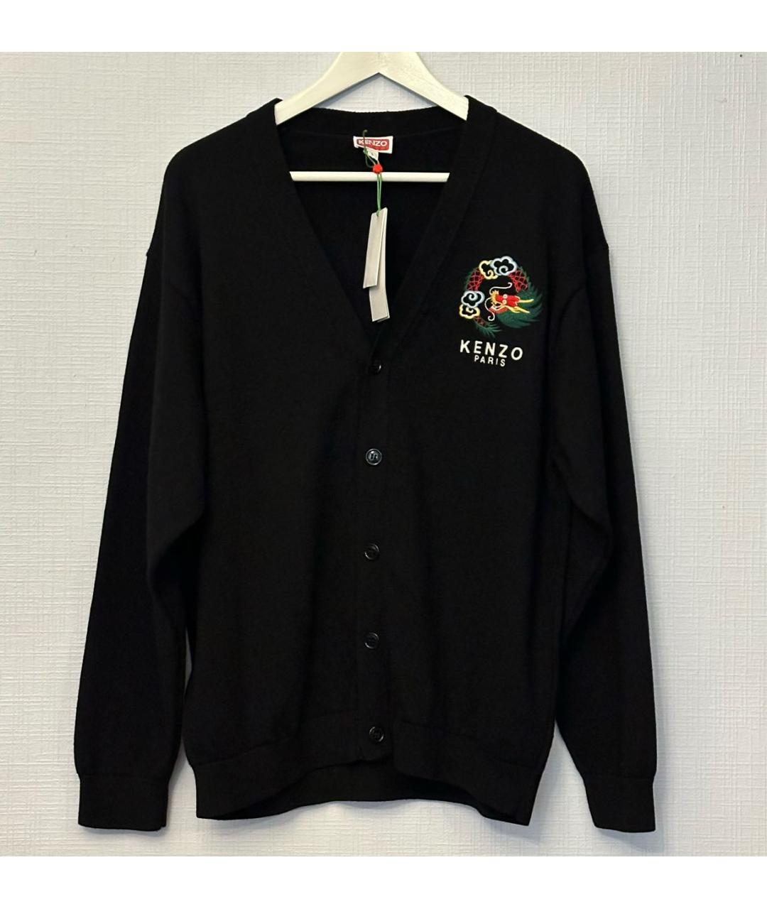 KENZO Черный шерстяной кардиган, фото 5
