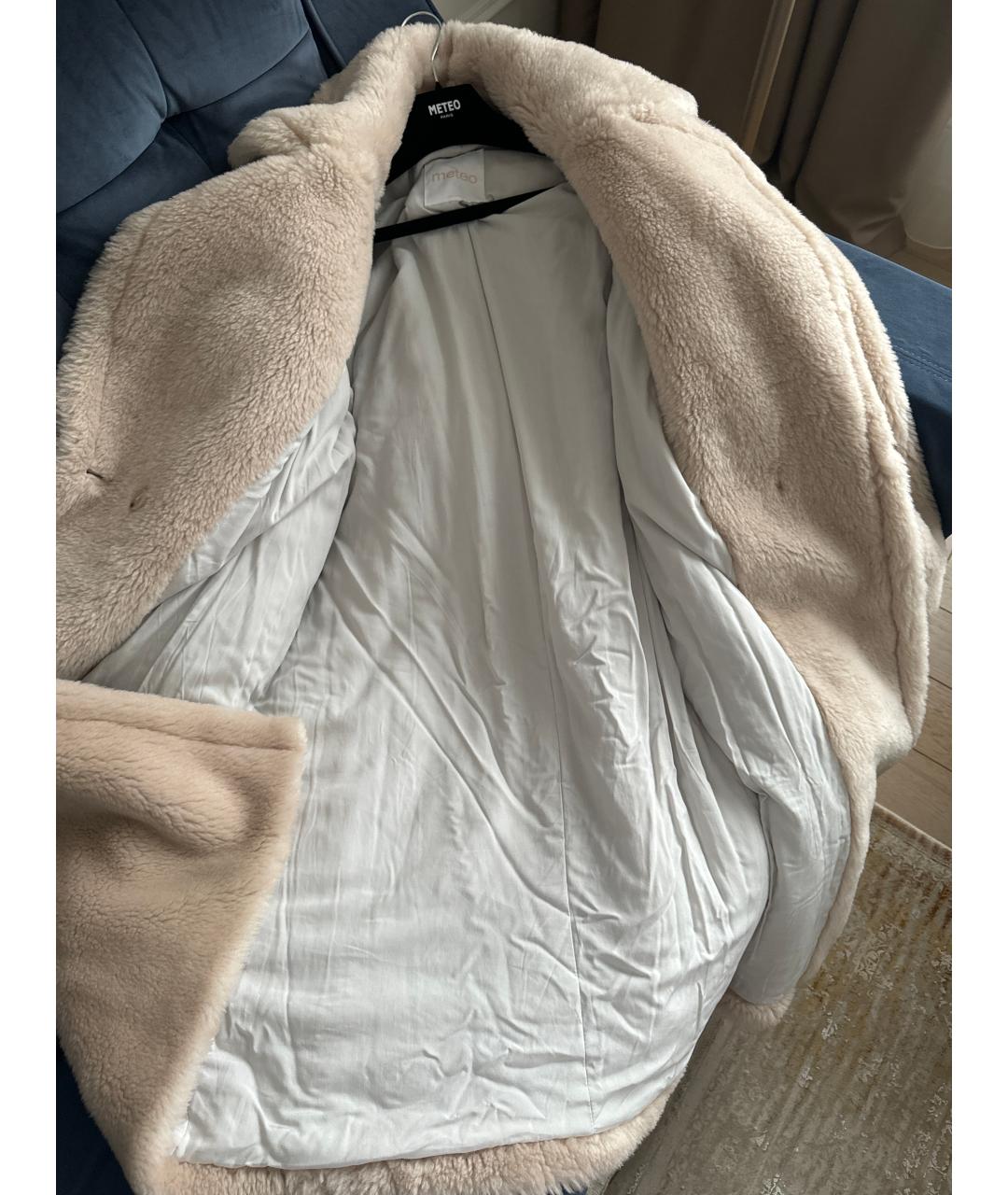 YVES SALOMON Бежевая полиэстеровая шуба, фото 3