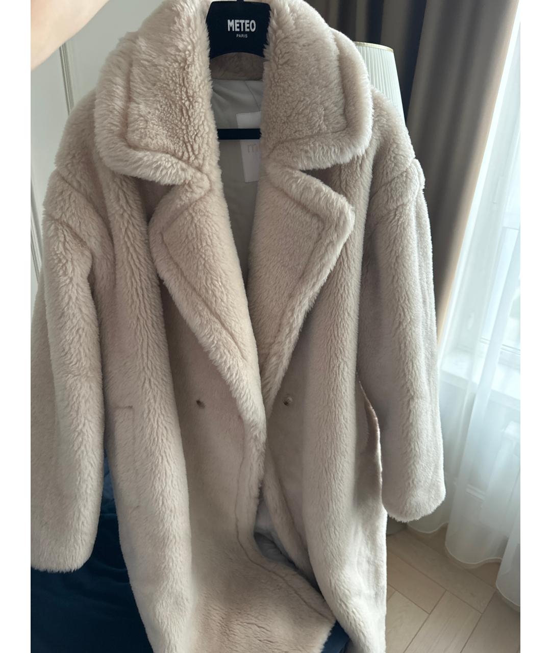 YVES SALOMON Бежевая полиэстеровая шуба, фото 5
