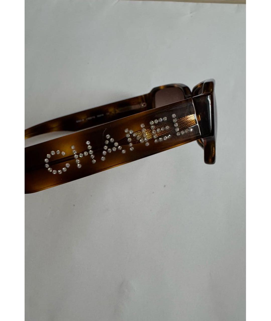 CHANEL Коричневые пластиковые солнцезащитные очки, фото 7