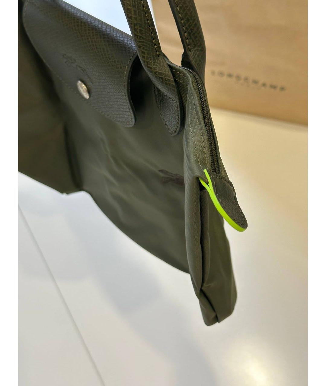 LONGCHAMP Хаки тканевая сумка с короткими ручками, фото 2