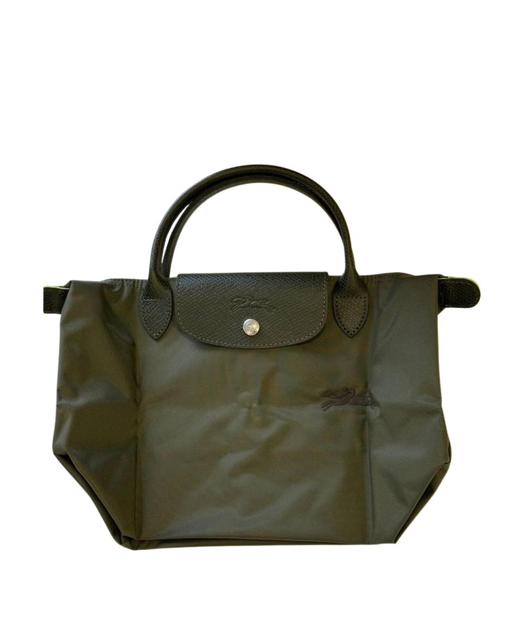 LONGCHAMP Хаки тканевая сумка с короткими ручками, фото 1