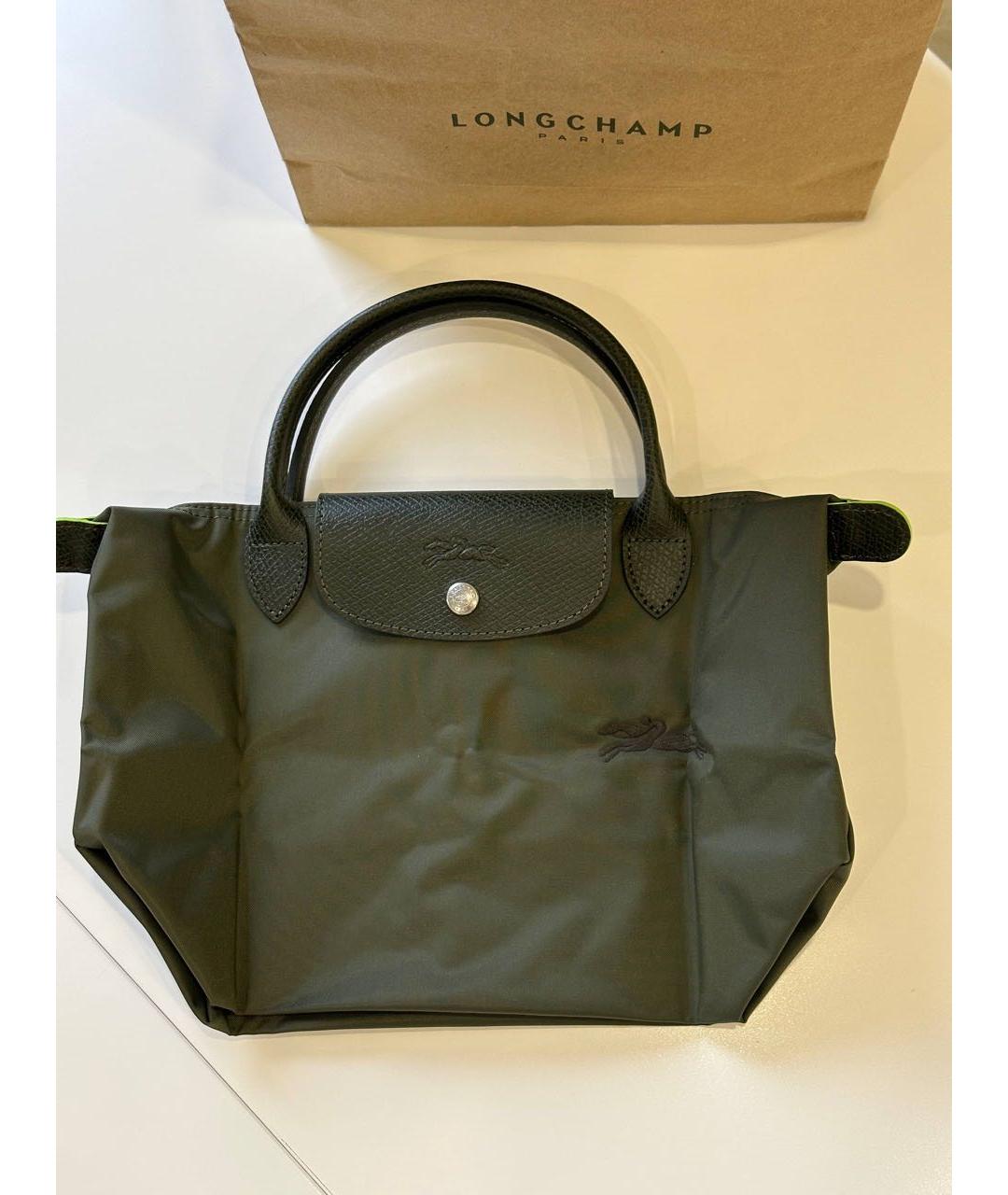 LONGCHAMP Хаки тканевая сумка с короткими ручками, фото 6