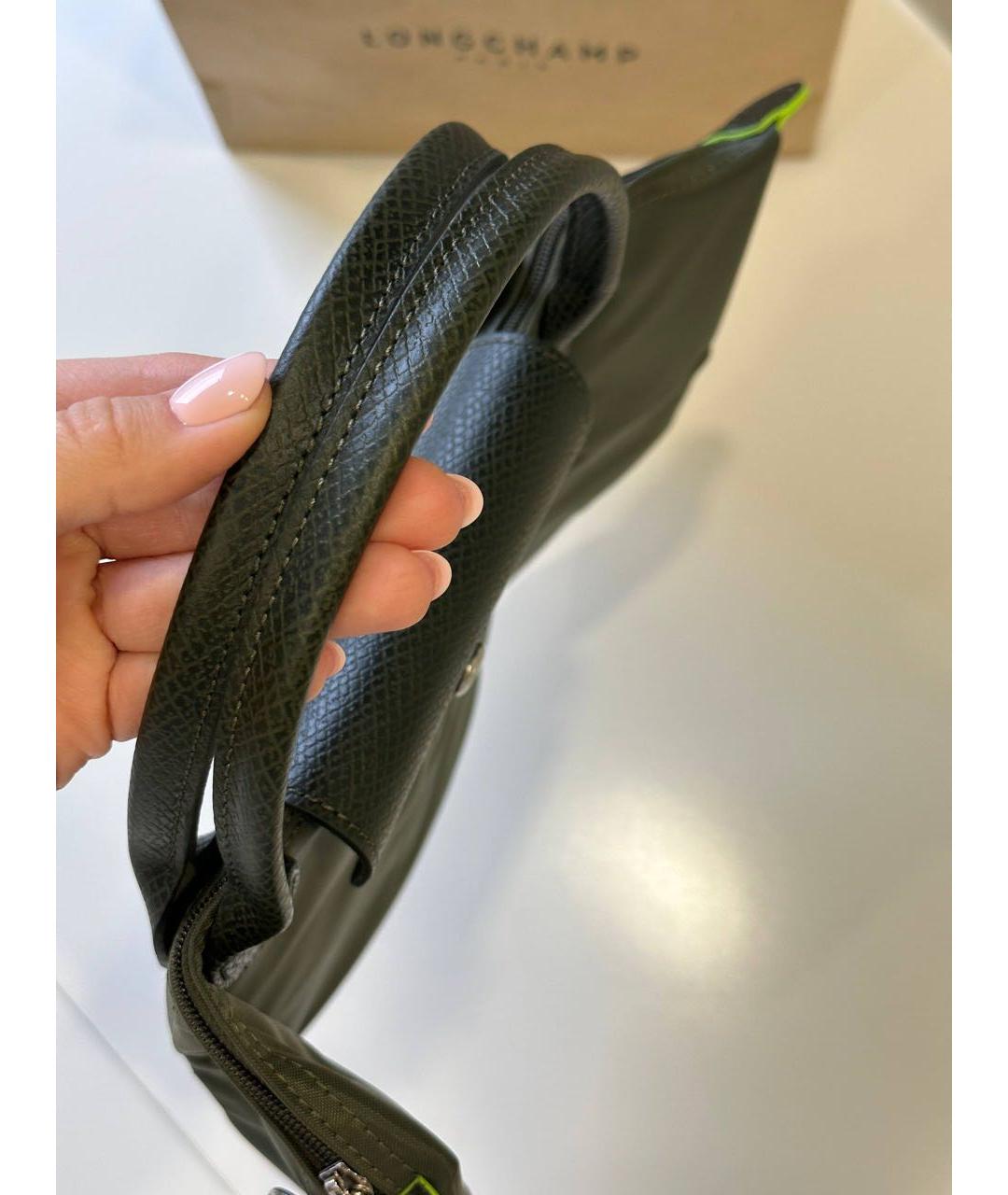 LONGCHAMP Хаки тканевая сумка с короткими ручками, фото 3