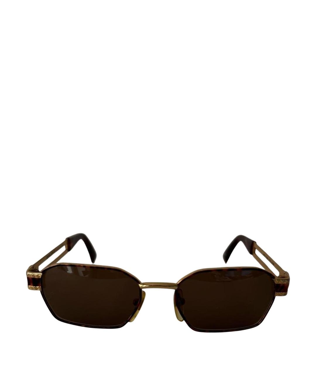 VERSACE Золотые металлические солнцезащитные очки, фото 1