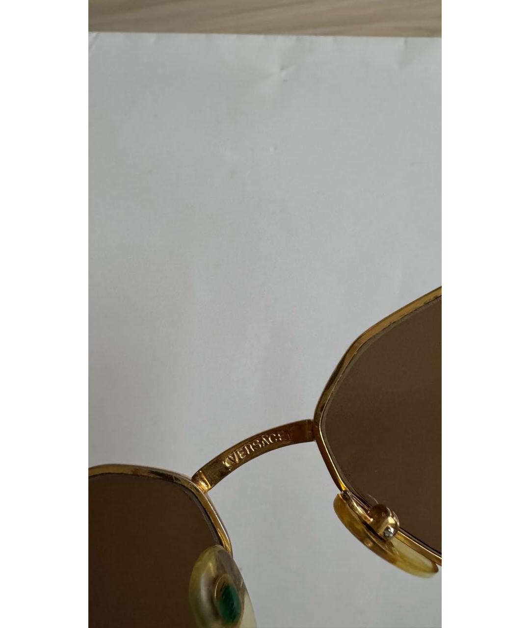 VERSACE Золотые металлические солнцезащитные очки, фото 4