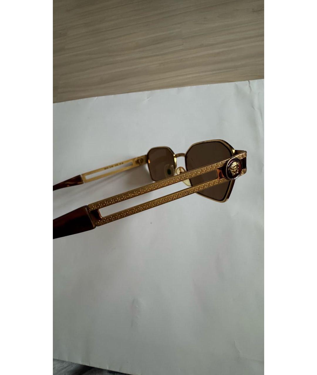 VERSACE Золотые металлические солнцезащитные очки, фото 7