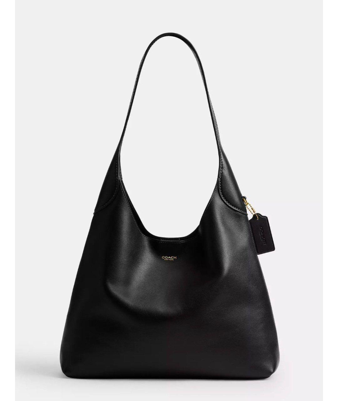 COACH Черная кожаная сумка тоут, фото 4