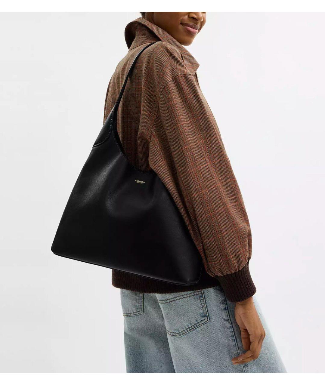 COACH Черная кожаная сумка тоут, фото 3