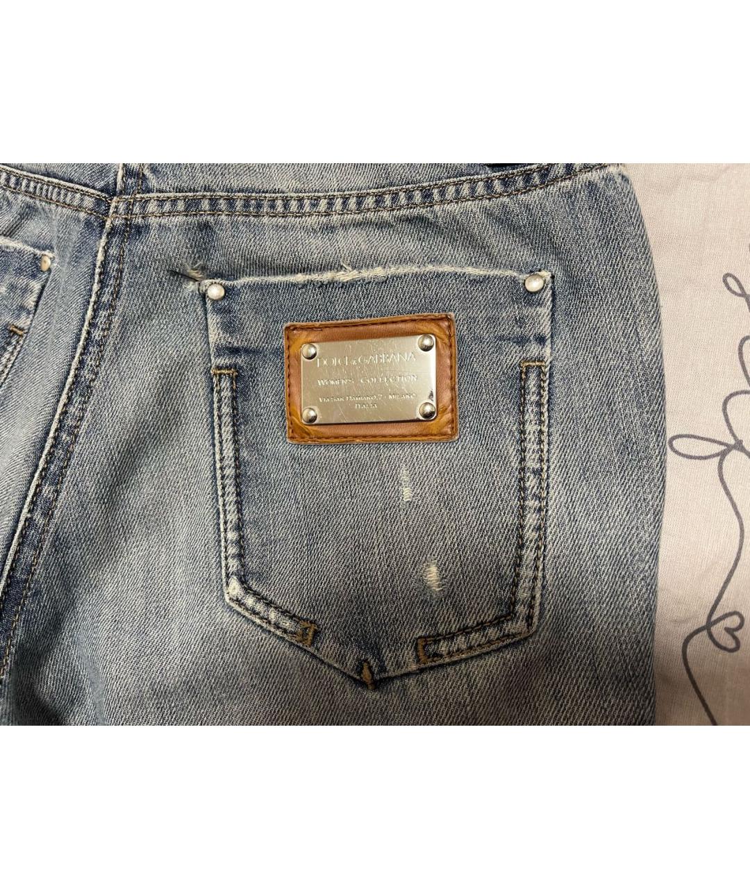 DOLCE&GABBANA Голубые хлопковые прямые джинсы, фото 5