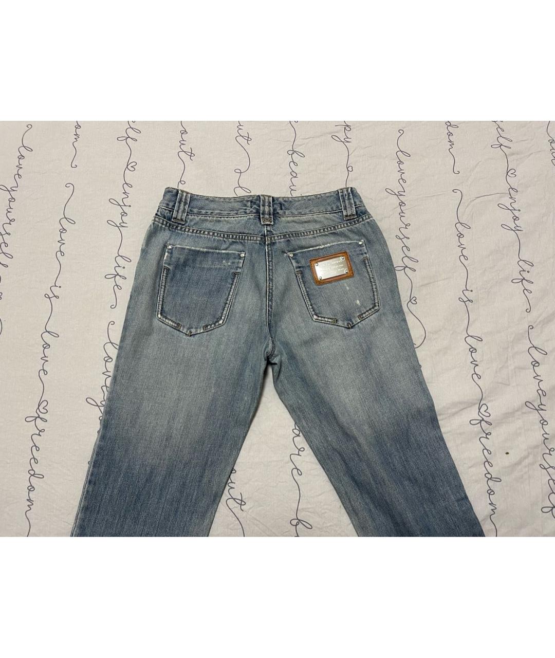 DOLCE&GABBANA Голубые хлопковые прямые джинсы, фото 2