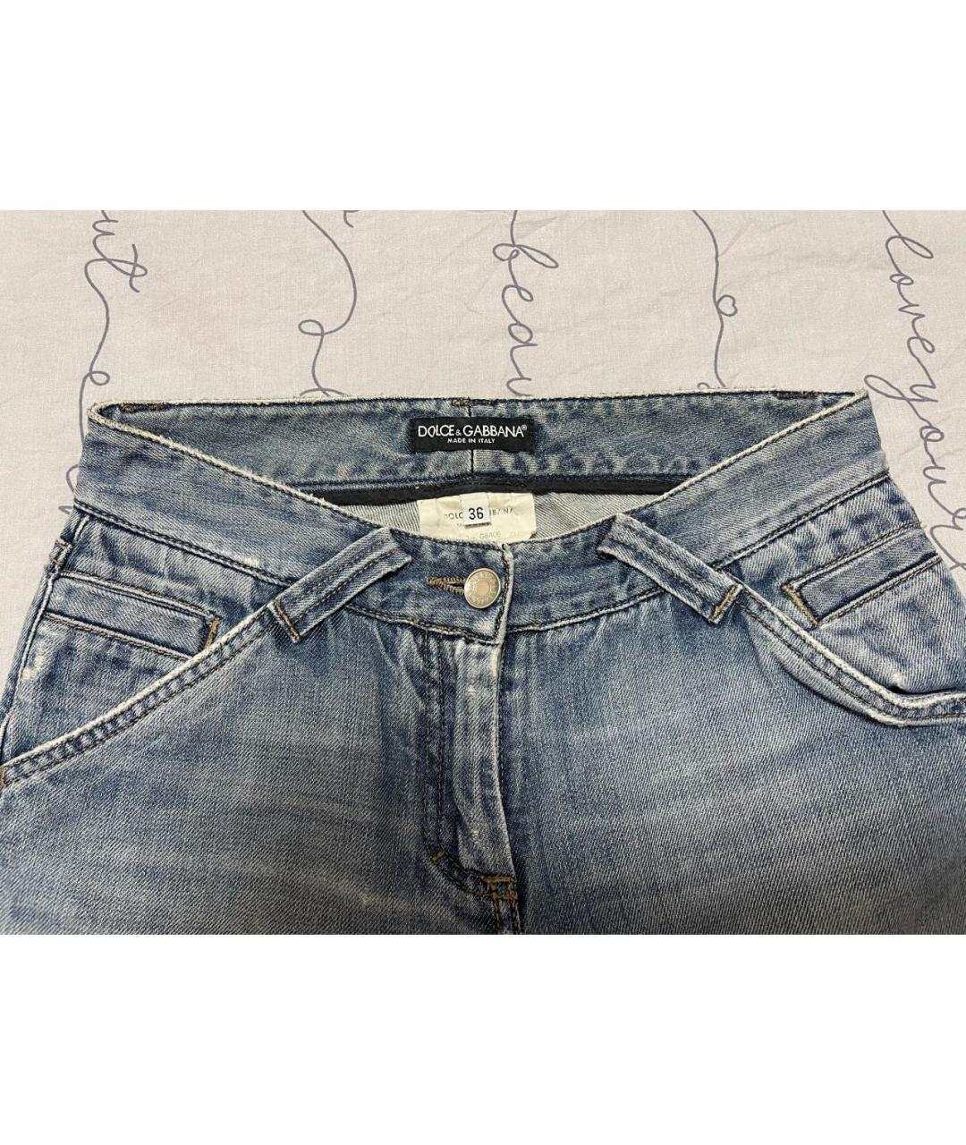 DOLCE&GABBANA Голубые хлопковые прямые джинсы, фото 3