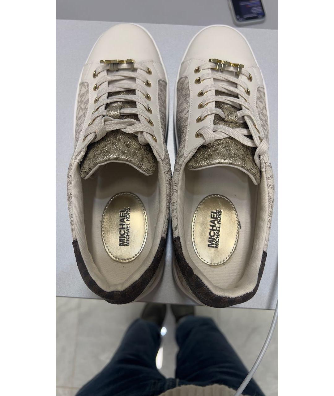 MICHAEL KORS Бежевые кожаные кеды, фото 3