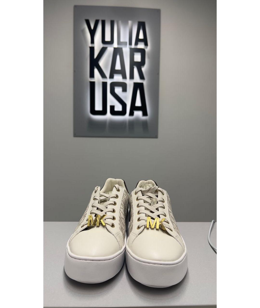 MICHAEL KORS Бежевые кожаные кеды, фото 2