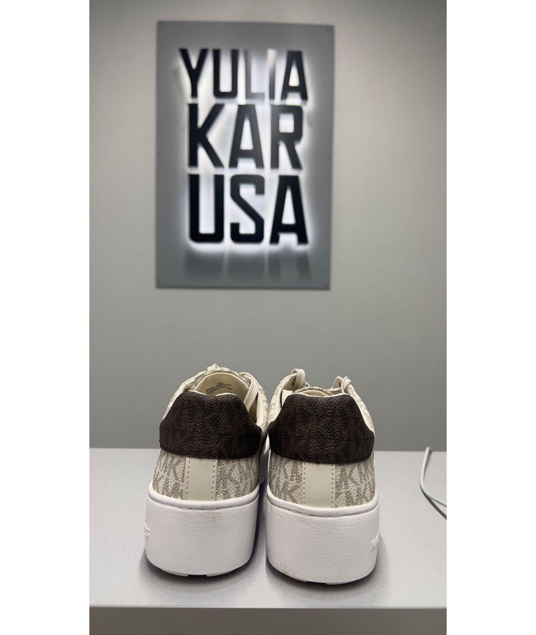 MICHAEL KORS Бежевые кожаные кеды, фото 4