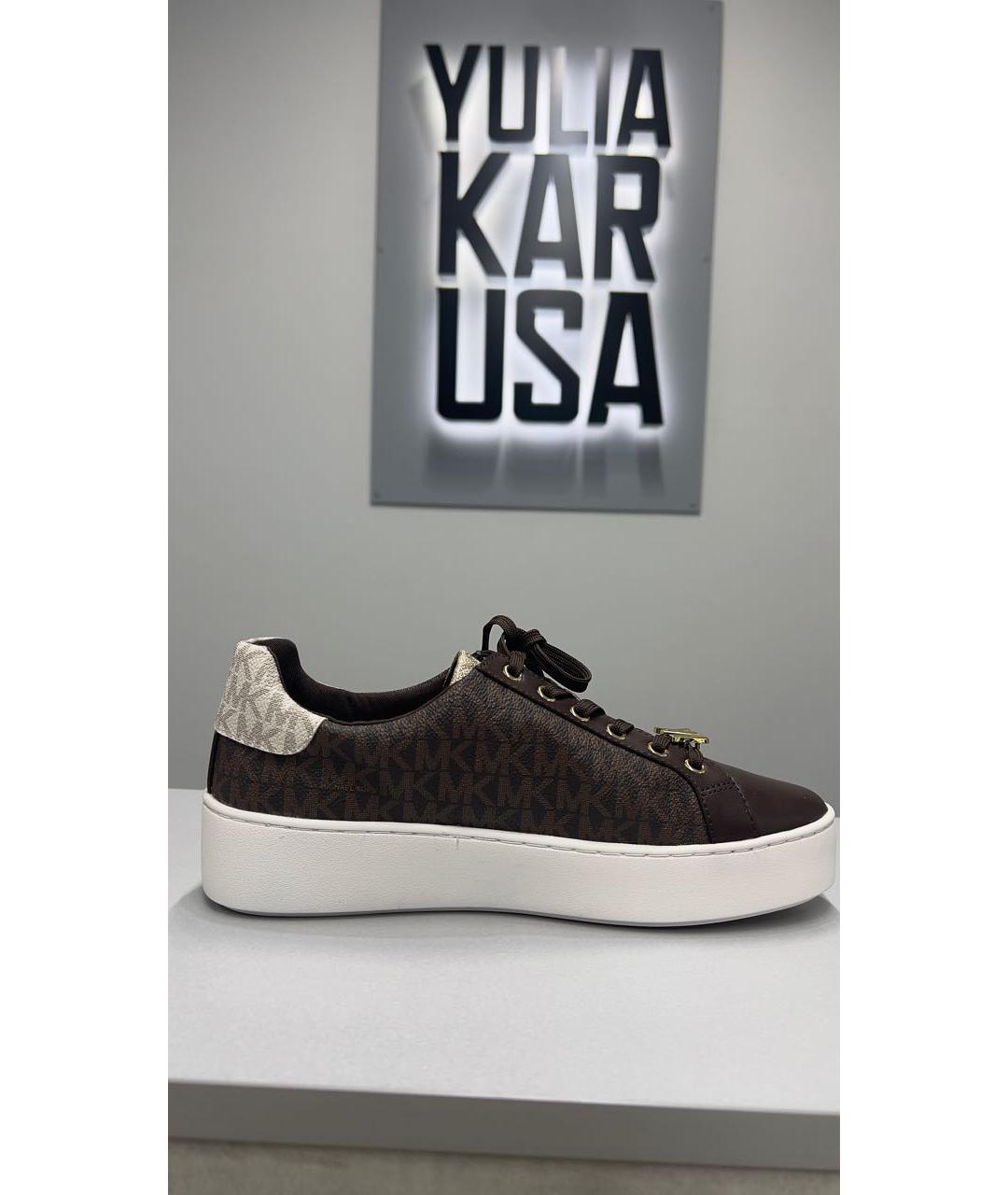 MICHAEL KORS Коричневые кожаные кеды, фото 1