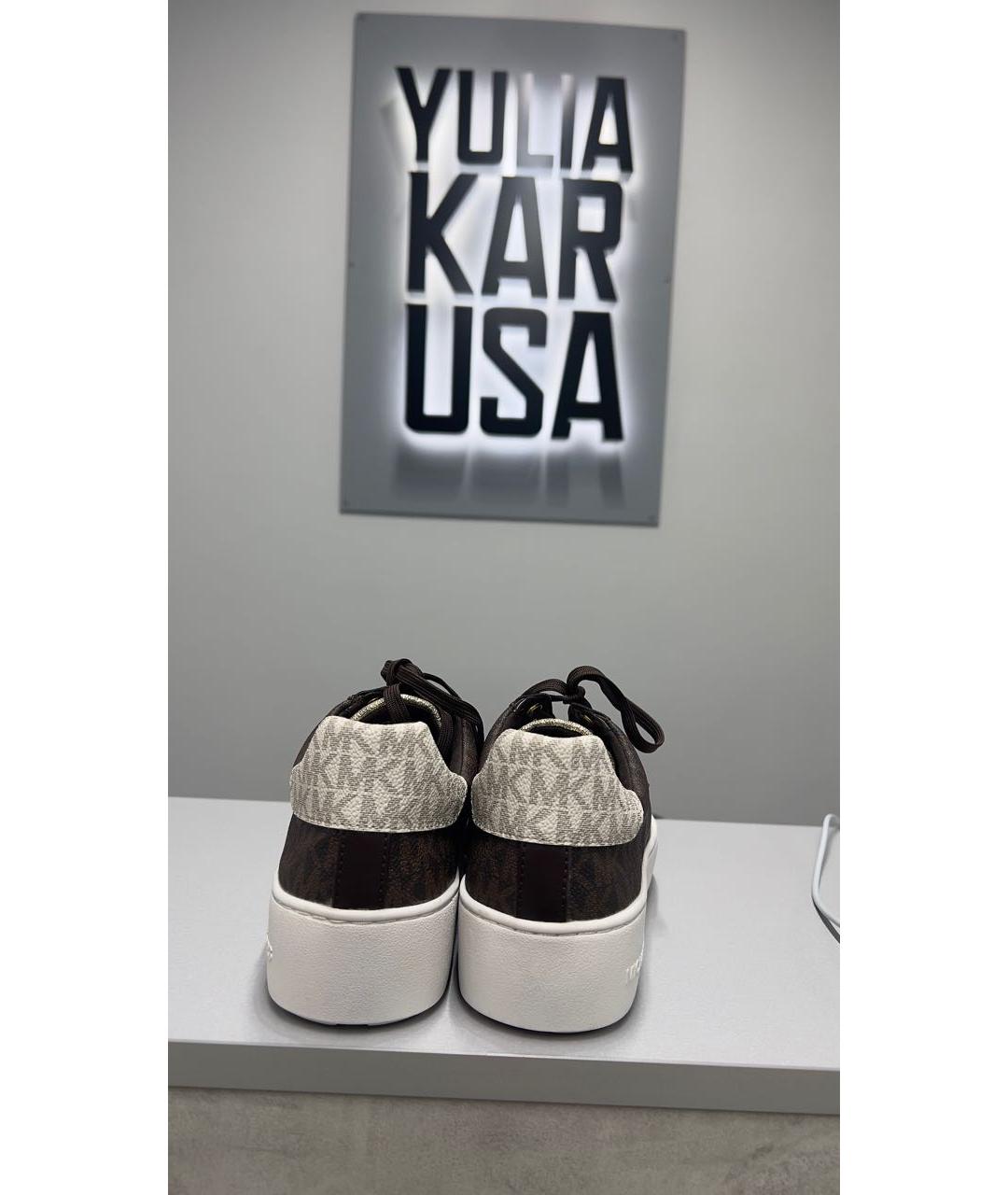 MICHAEL KORS Коричневые кожаные кеды, фото 4