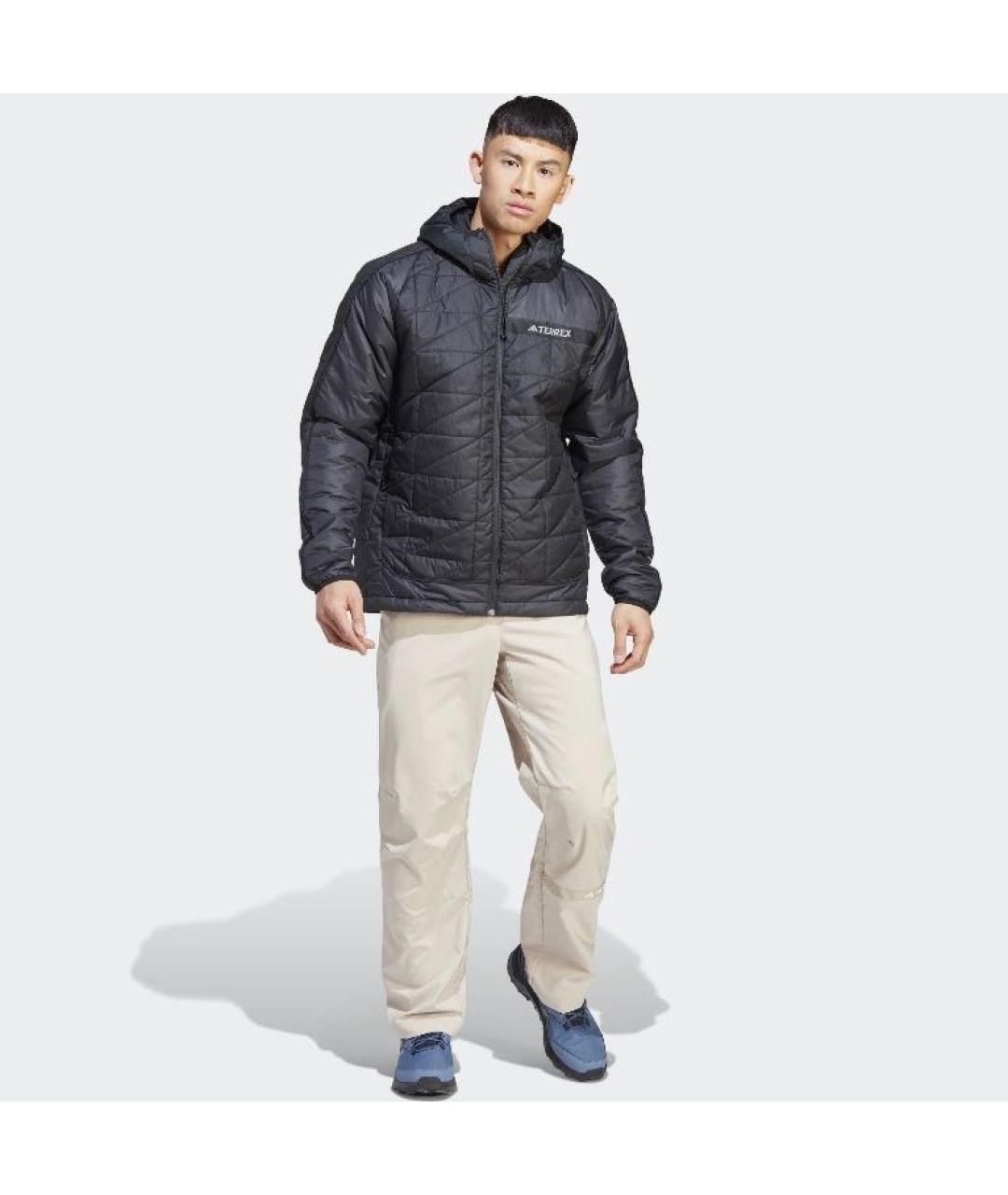 ADIDAS Черная полиамидовая куртка, фото 6