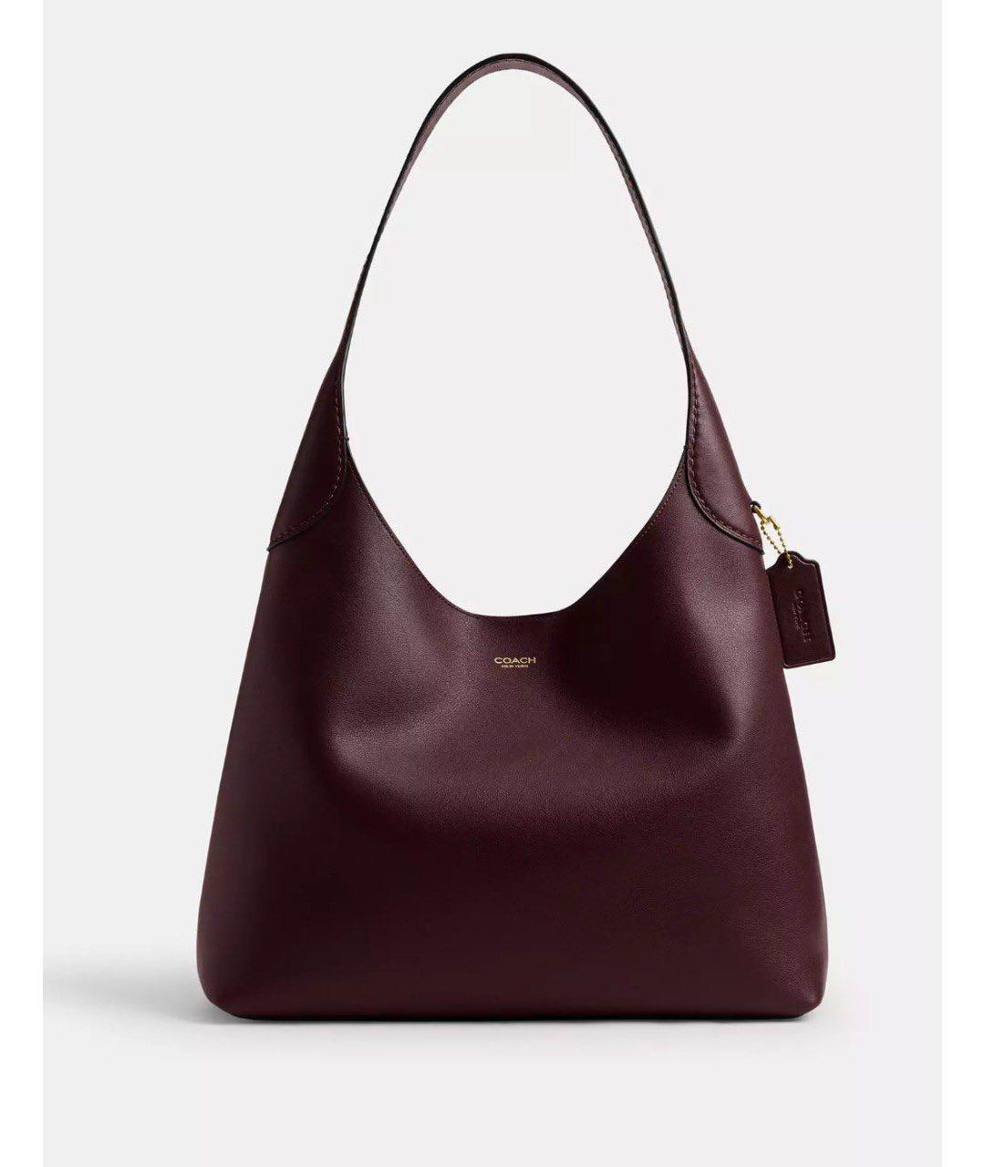 COACH Бордовая кожаная сумка тоут, фото 2