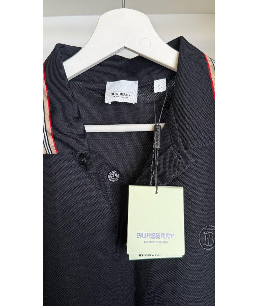 BURBERRY Черная хлопковая футболка, фото 3