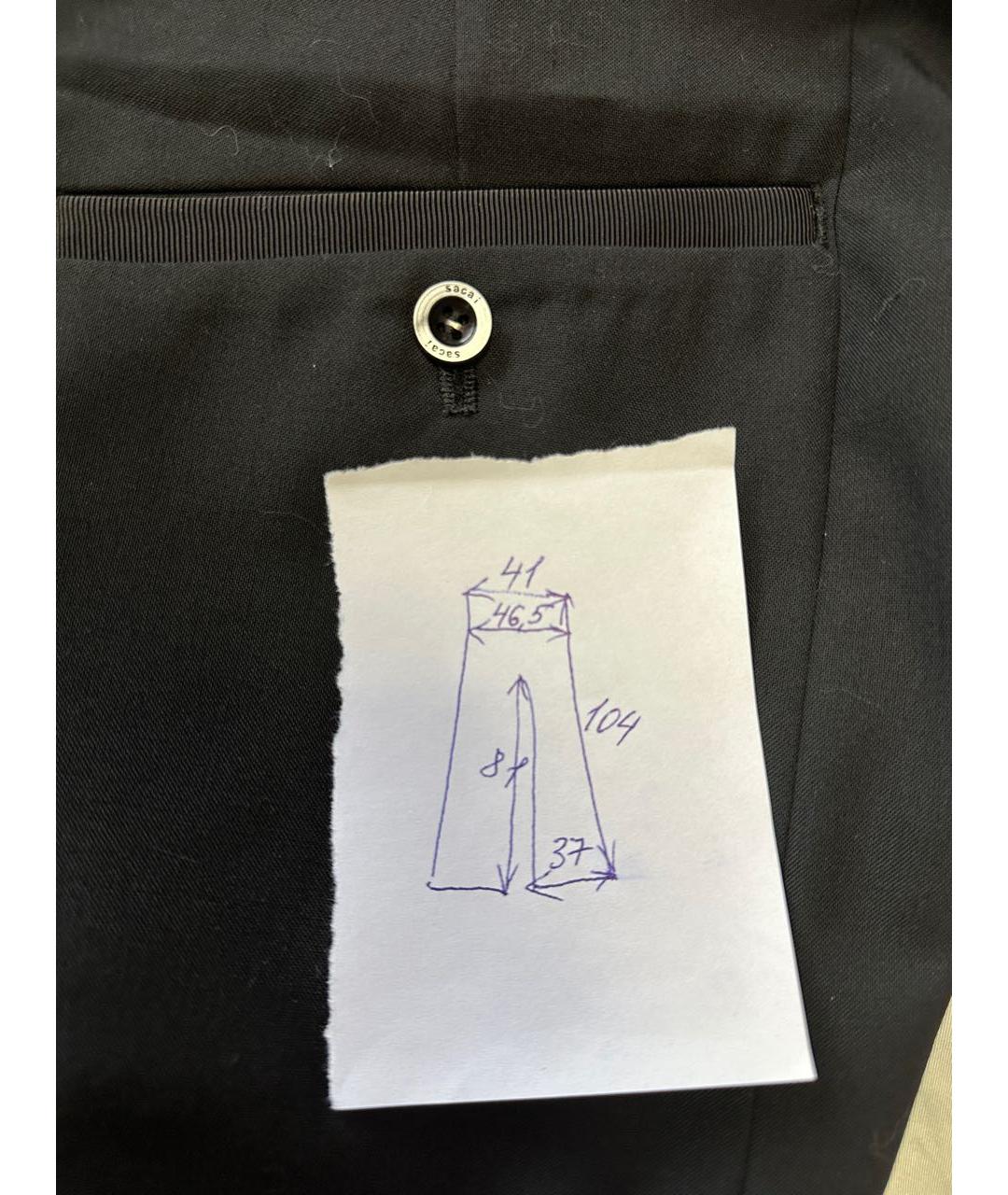 SACAI Черные шерстяные брюки широкие, фото 8