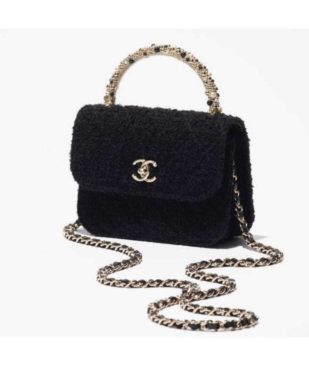 CHANEL Черная твидовая сумка через плечо, фото 2