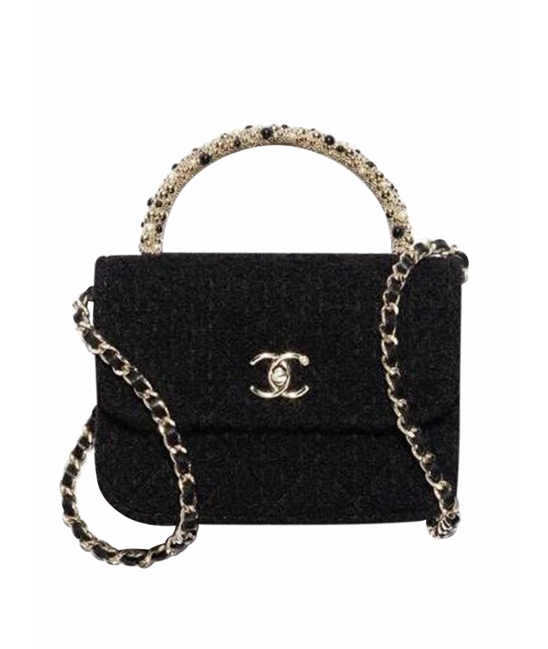 CHANEL Черная твидовая сумка через плечо, фото 1