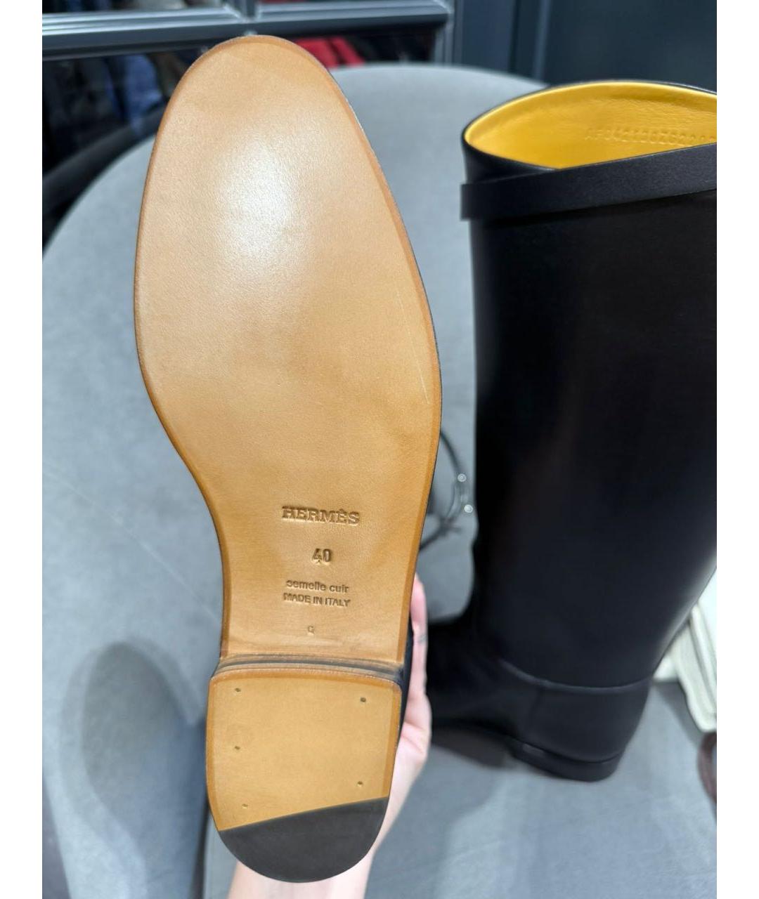 HERMES Черные кожаные сапоги, фото 8
