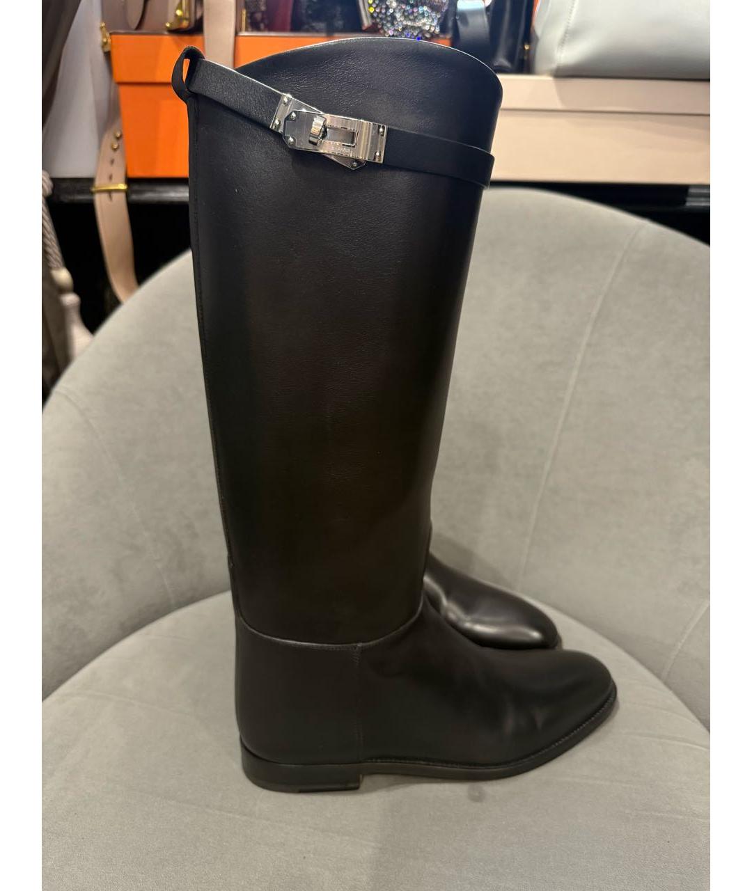 HERMES Черные кожаные сапоги, фото 2
