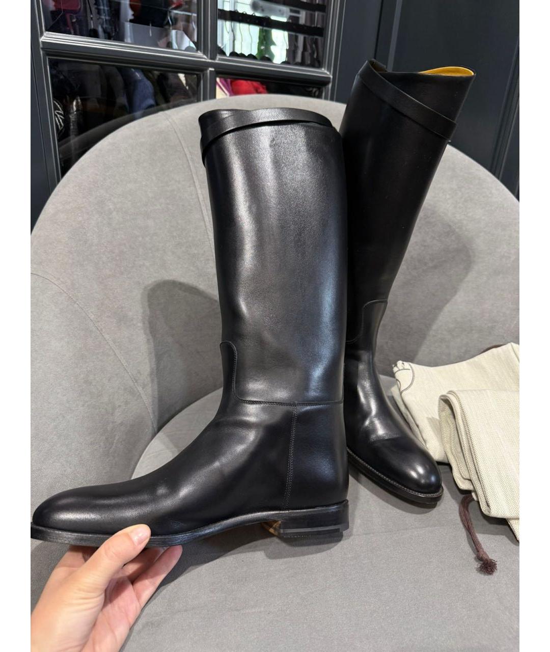 HERMES Черные кожаные сапоги, фото 6