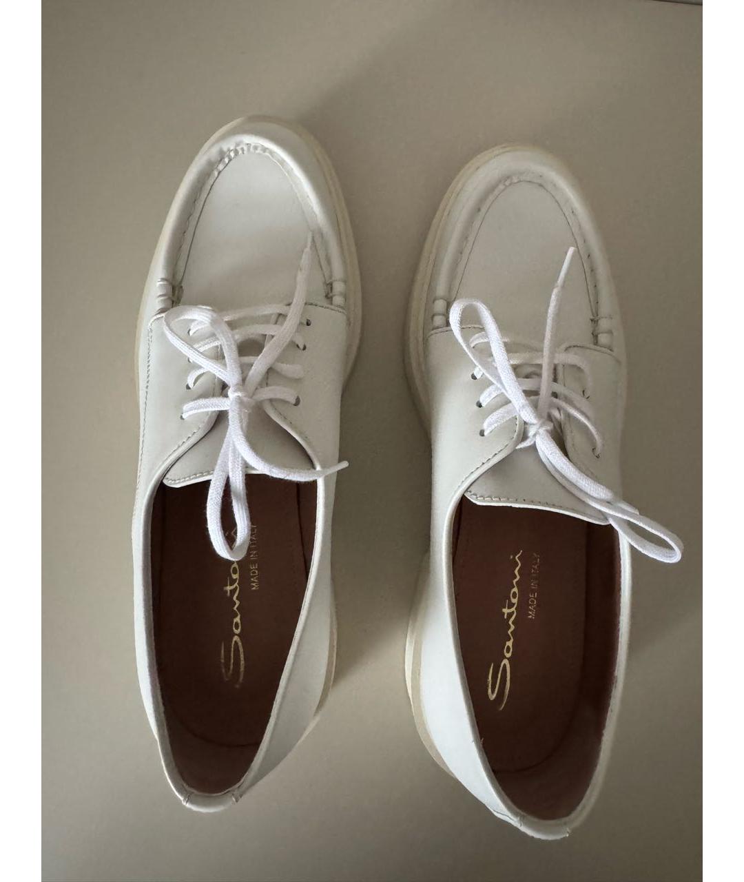 SANTONI Белые кожаные брогги и оксфорды, фото 3