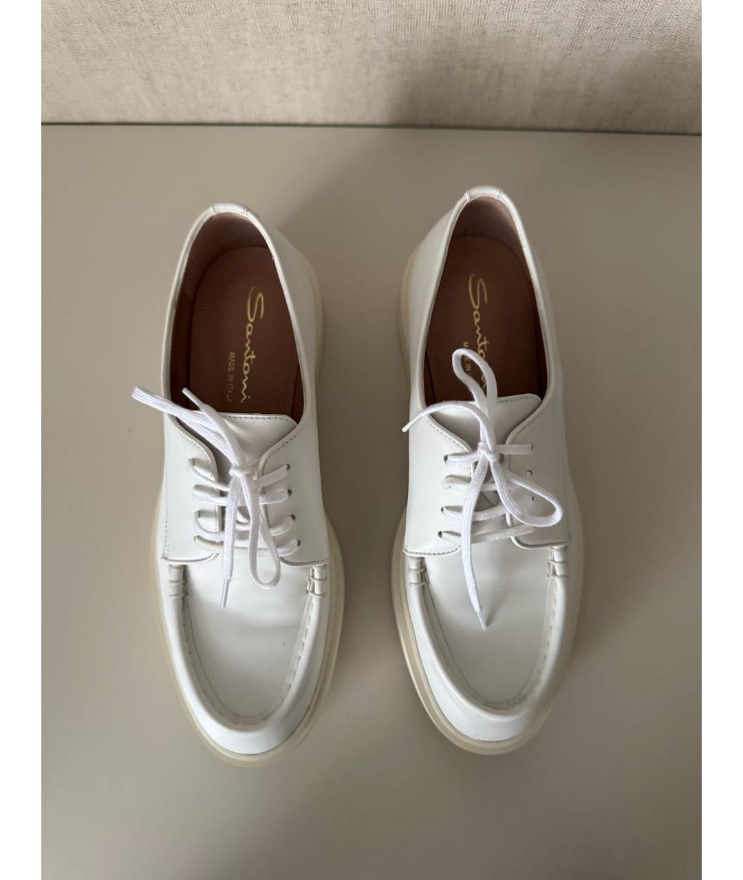 SANTONI Белые кожаные брогги и оксфорды, фото 2