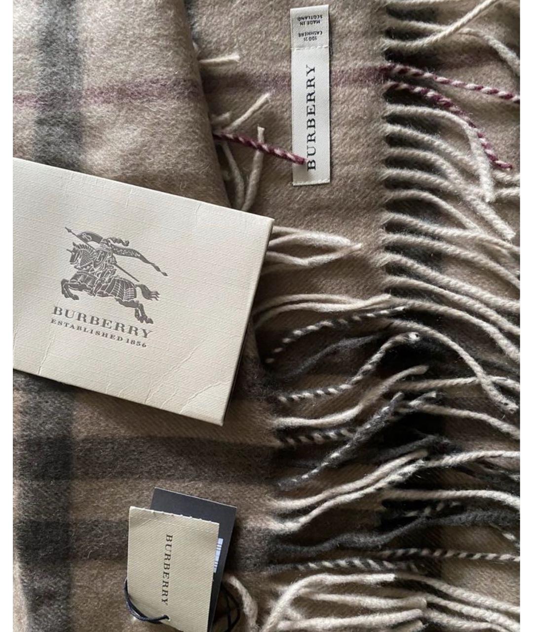 BURBERRY Бежевый кашемировый шарф, фото 2